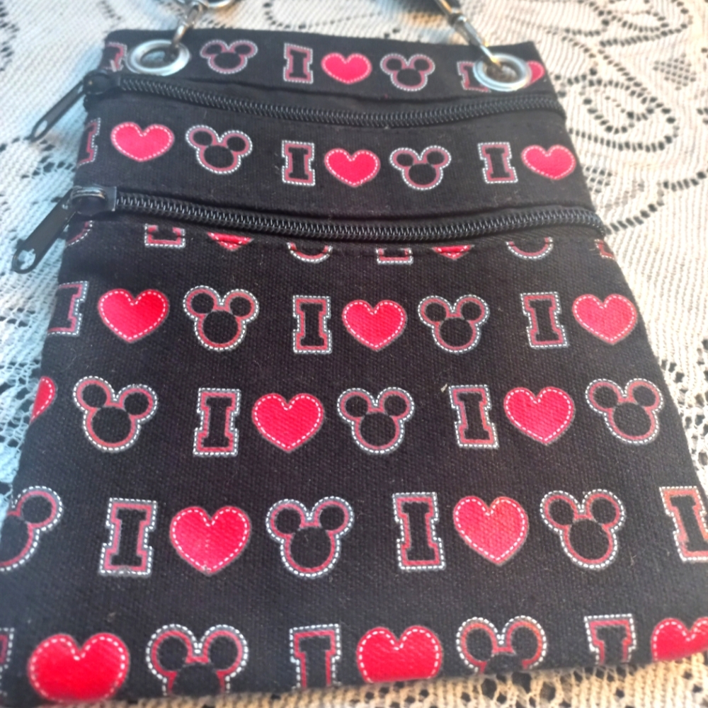 Disney I Love Mickey Mouse Crossbody Shoulder Small Messenger Passport Bag Fair